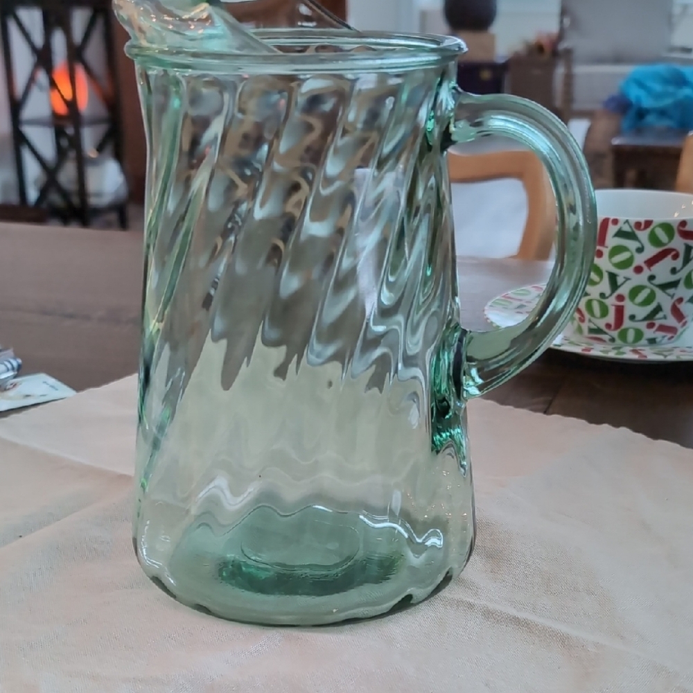 Green Glass Pitcher